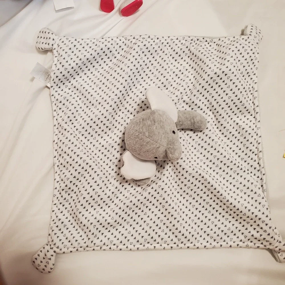 Carter's Just One You Gray Elephant Triangles Lovey Security Blanket Super Soft